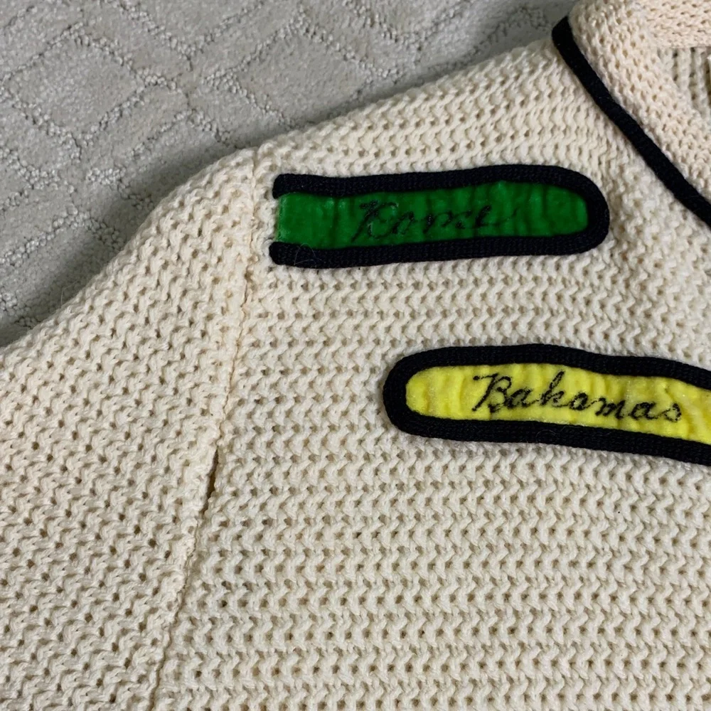 Ethel of Beverly Hills Travel Novelty Cardigan Wool Sweater Cream Women's M - Picture 16 of 16